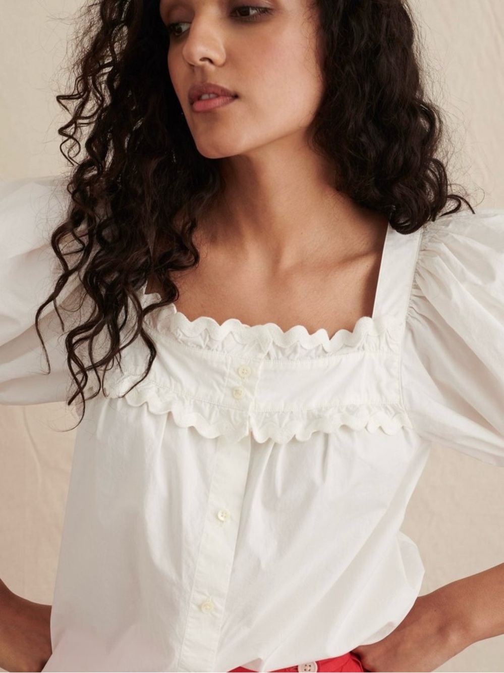 Alex Mill | Rick White Button Down Peasant Top, M